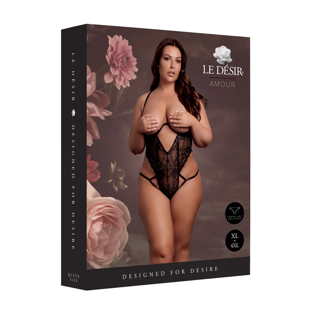 AMR008BLKOSX-2 Body in pizzo con coppe aperte per un look curvy seducente – Le Desir - immagine 1