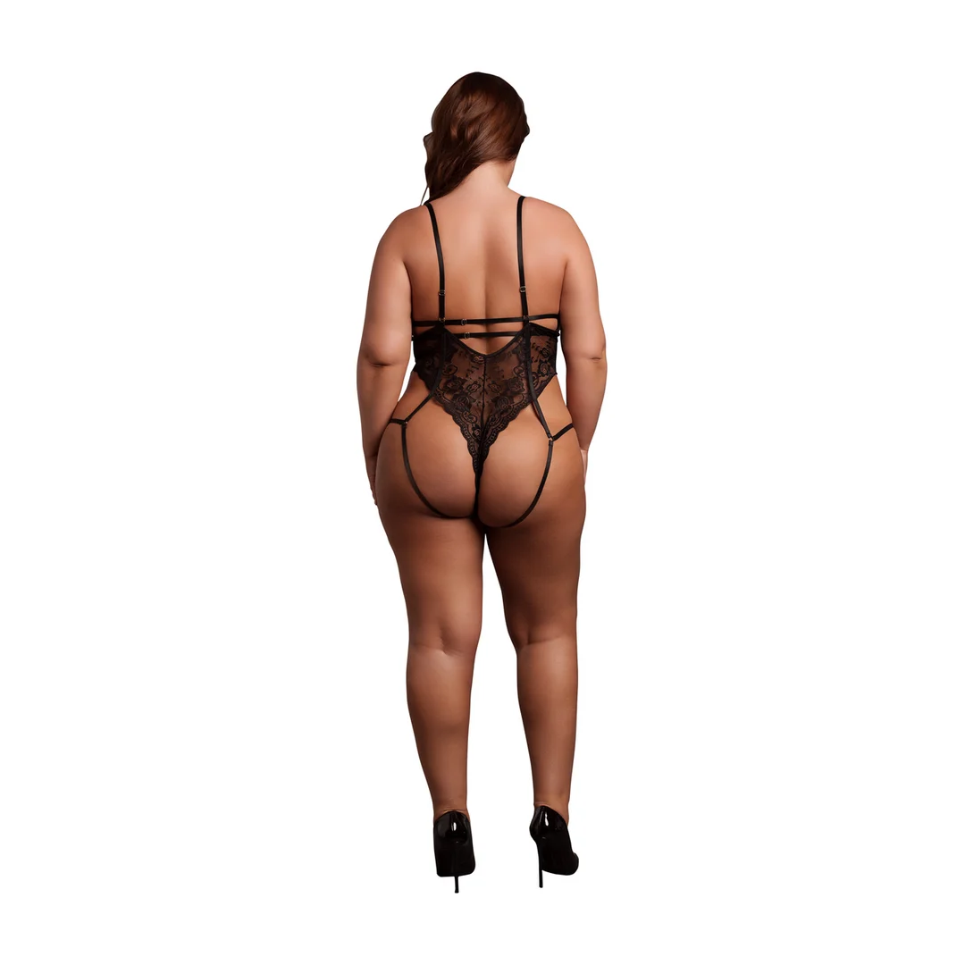 Body in pizzo con coppe aperte per un look curvy seducente – Le Desir - immagine 3