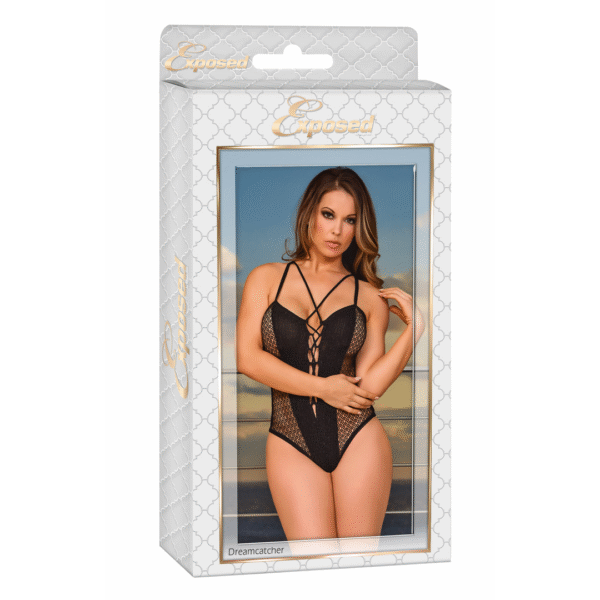Body in pizzo con allacciatura e perline decorative per un look sensuale – Magic Silk