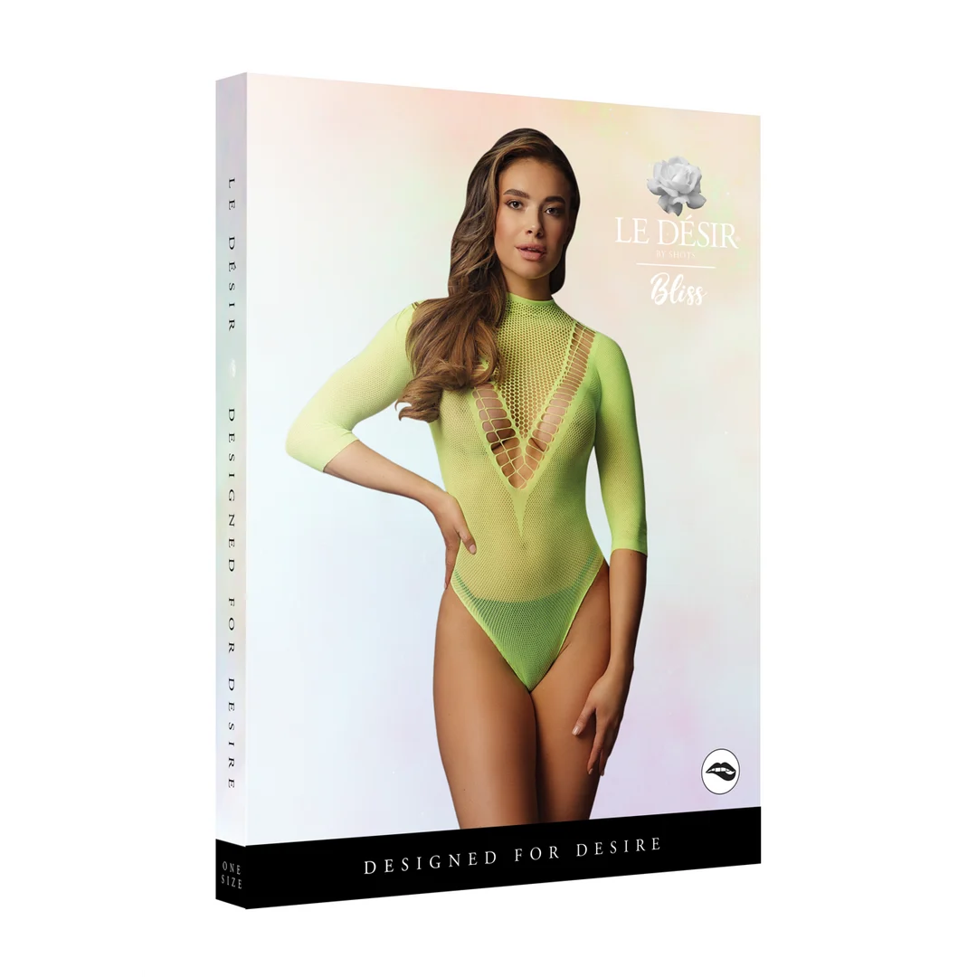 Body in rete con scollo a V e maniche corte per una silhouette sensuale – Le Desir - immagine 1