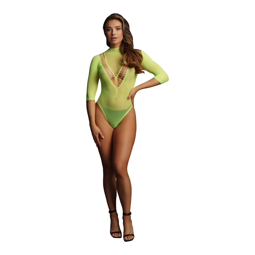 Body in rete con scollo a V e maniche corte per una silhouette sensuale – Le Desir - immagine 4
