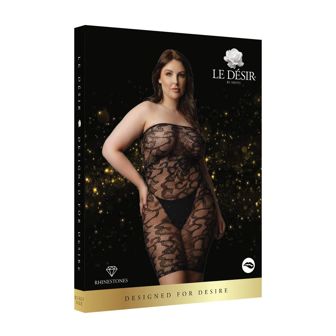 Completo da festa in pizzo con strass e riflessi festosi, per lingerie curvy – LIN - immagine 1