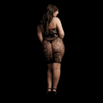 Completo da festa in pizzo con strass e riflessi festosi, per lingerie curvy – LIN - immagine 5
