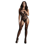 Bodystocking a rete curvy con reggicalze e collo alto - Le Desir - immagine 10