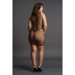 Abito sexy a rete taglie forti con dettaglio a V a contrasto per silhouette curvy – LIN - immagine 5