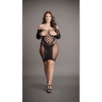 Minidress sexy taglie comode in rete a contrasto per silhouette curvy – LIN - immagine 6