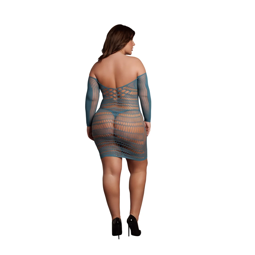 Minidress sexy taglie comode in rete a contrasto per silhouette curvy – LIN - immagine 9