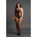 Bodystocking a rete con stile reggicalze e maglia larga per silhouette curvy | LIN - immagine 4
