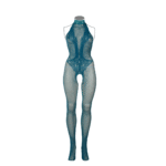 Bodystocking in pizzo a rete con apertura inguinale per un look curvy sensuale - LIN - immagine 6