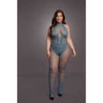 Bodystocking in pizzo a rete con apertura inguinale per un look curvy sensuale - LIN - immagine 4