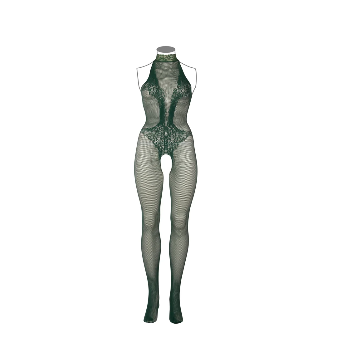 Bodystocking in pizzo a rete con apertura inguinale per un look curvy sensuale - LIN - immagine 18