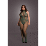 Bodystocking in pizzo a rete con apertura inguinale per un look curvy sensuale - LIN - immagine 16