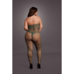 Bodystocking in pizzo a rete con apertura inguinale per un look curvy sensuale - LIN - immagine 17