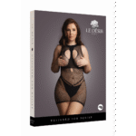 Miniabito sexy in rete fishnet con coppe aperte, choker e scollo a V, per un fascino curvy - Le Desir