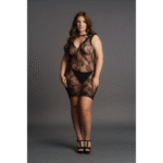 Miniabito elegante in pizzo taglie forti con collo alto, per forme curvy - LIN - immagine 5