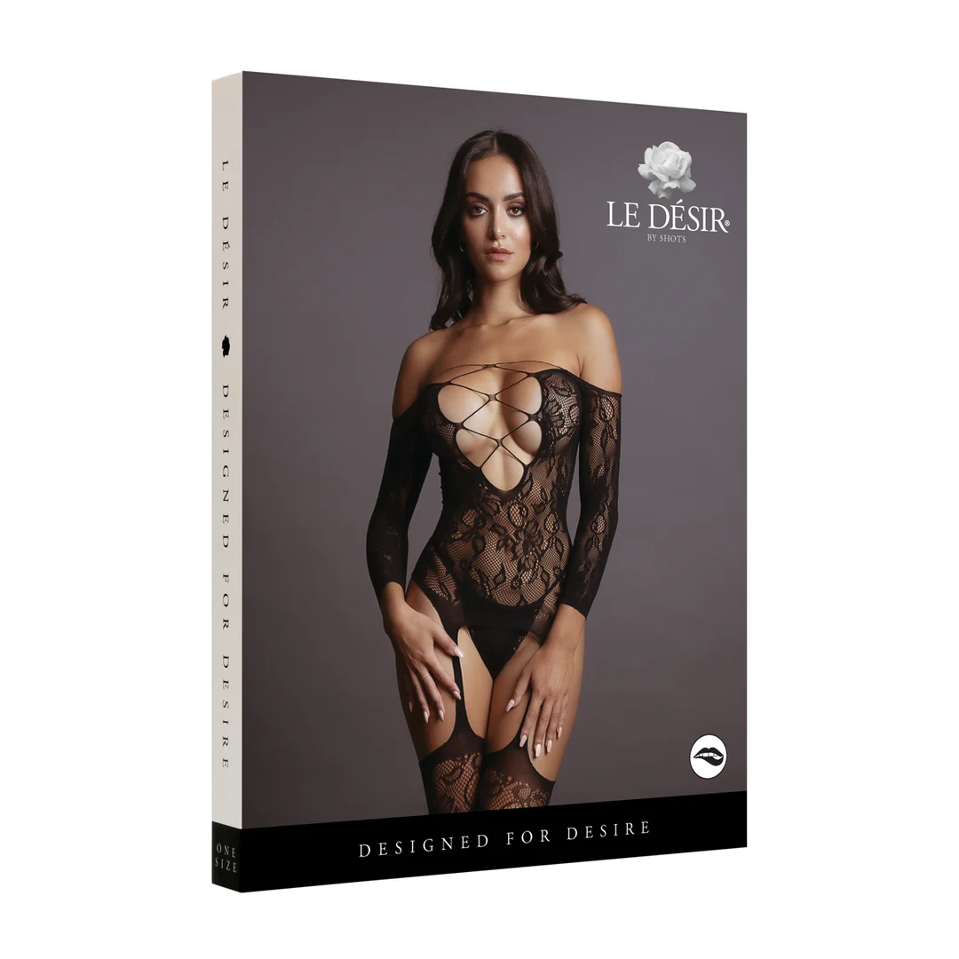 Bodystocking in pizzo plus size con scollo incrociato, per silhouette curvy | LIN - immagine 7