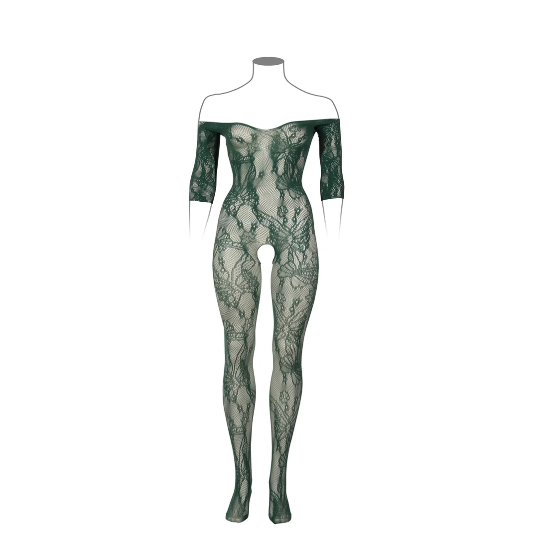 Bodystocking in pizzo a maniche lunghe con cavallo aperto, per silhouette curvy | LIN - immagine 4