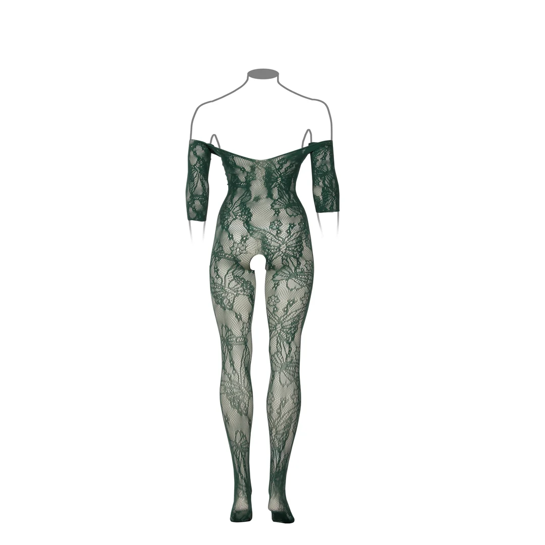 Bodystocking in pizzo a maniche lunghe con cavallo aperto, per silhouette curvy | LIN - immagine 5