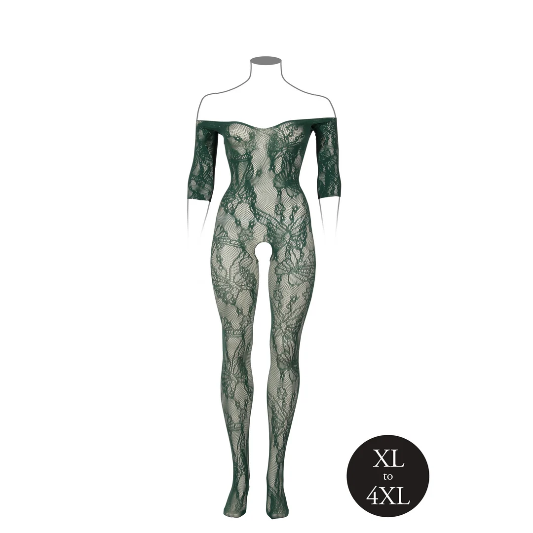 Bodystocking in pizzo a maniche lunghe con cavallo aperto, per silhouette curvy | LIN - immagine 6