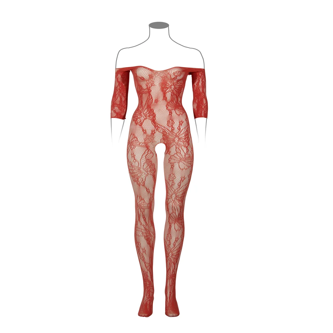 Bodystocking in pizzo a maniche lunghe con cavallo aperto, per silhouette curvy | LIN - immagine 12