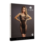 Abito sensuale in pizzo e rete, taglie comode, scollo profondo a V per valorizzare le curve, LIN - immagine 7