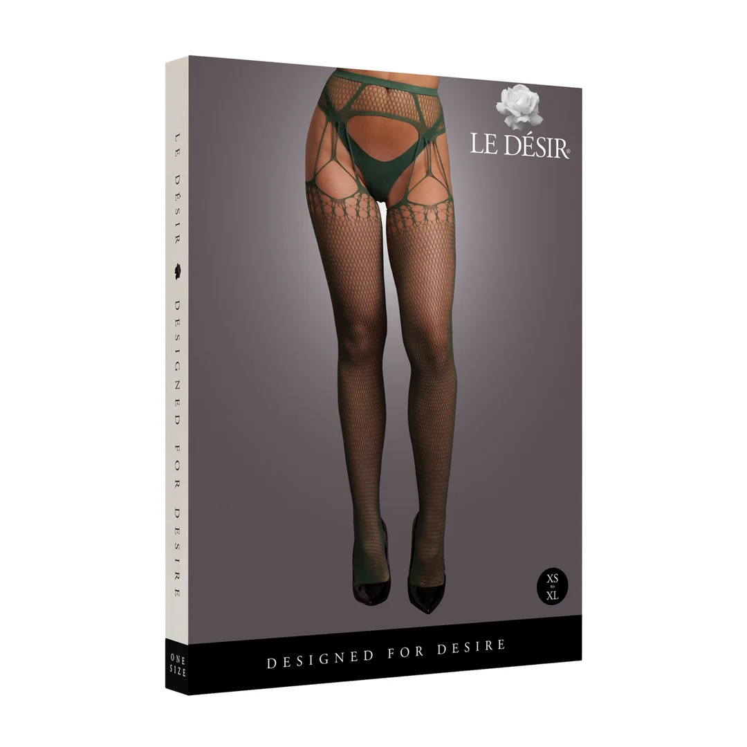 Collant senza cavallo in rete effetto strappato con giarrettiere integrate per look audaci – LIN - immagine 25