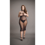 Abito sexy taglie forti in rete con scollo all’americana alto, per forme morbide – LIN - immagine 6