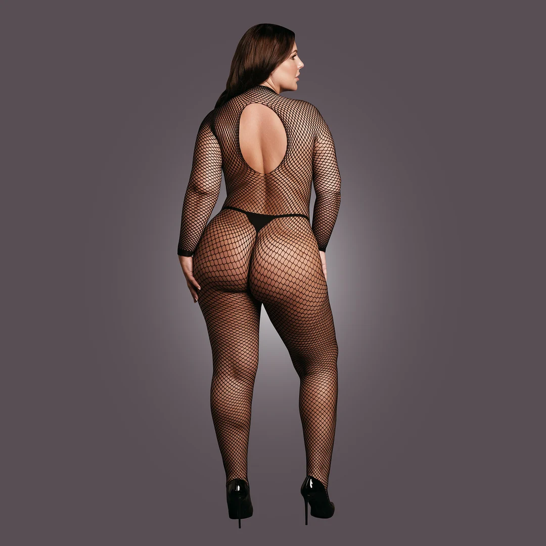 Body a rete con apertura inguinale e collo alto, per un fascino curvy – SexyPlus - immagine 5
