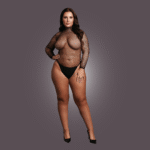 Body a rete con collo alto e schiena scoperta, nero, OSX - immagine 4