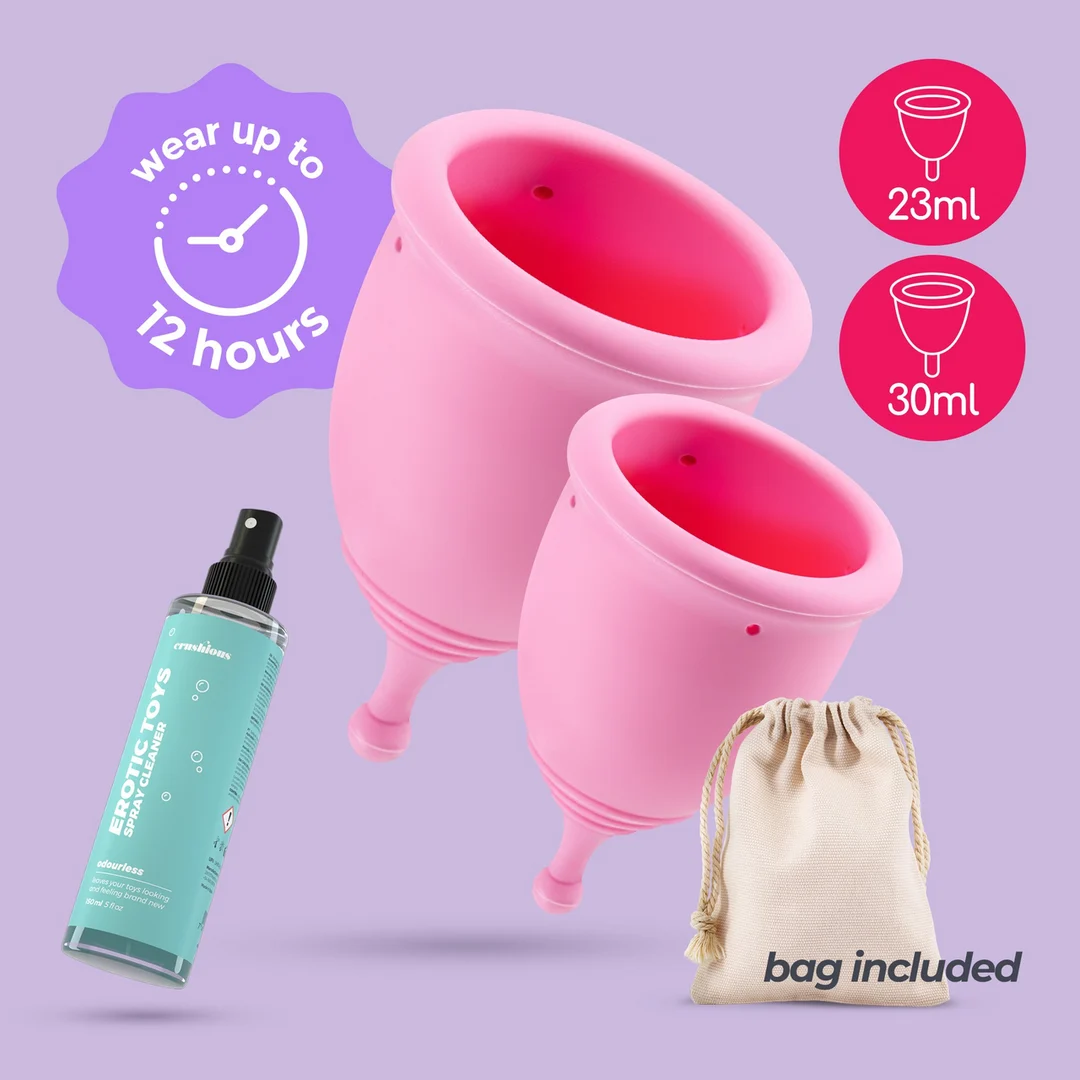 Coppette mestruali Crushious Minerva con sacchetto e detergente per sex toy - immagine 4