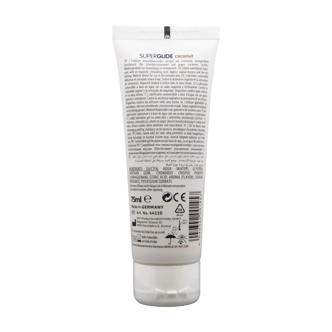Lubrificante a base d’acqua, gel lubrificante commestibile al 100%, senza gusto, 75 ml, HOT - immagine 1