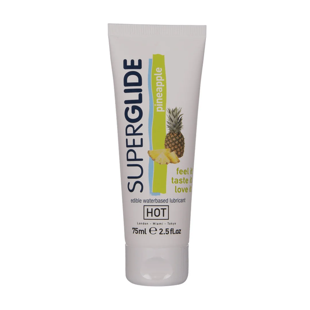 Lubrificante aromatizzato, gel lubrificante commestibile a base d’acqua, ananas, 75 ml, HOT Superglide - immagine 2