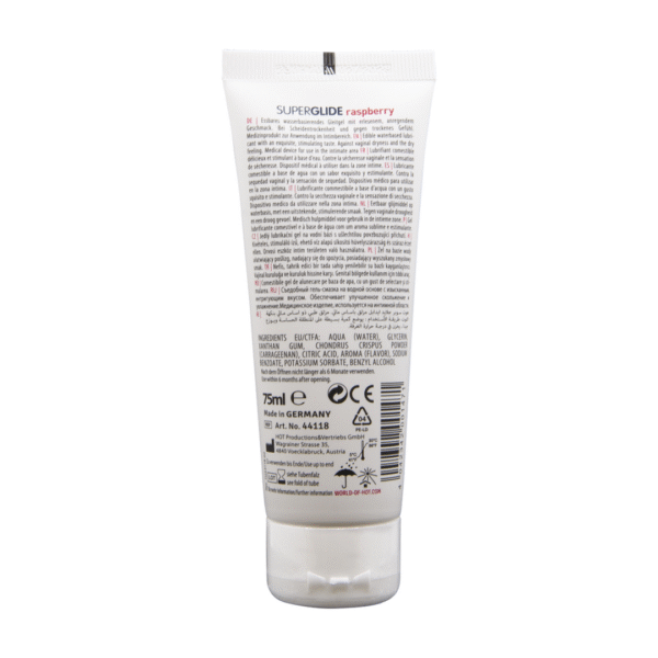 Gel lubrificante commestibile HOT Superglide al gusto di lampone