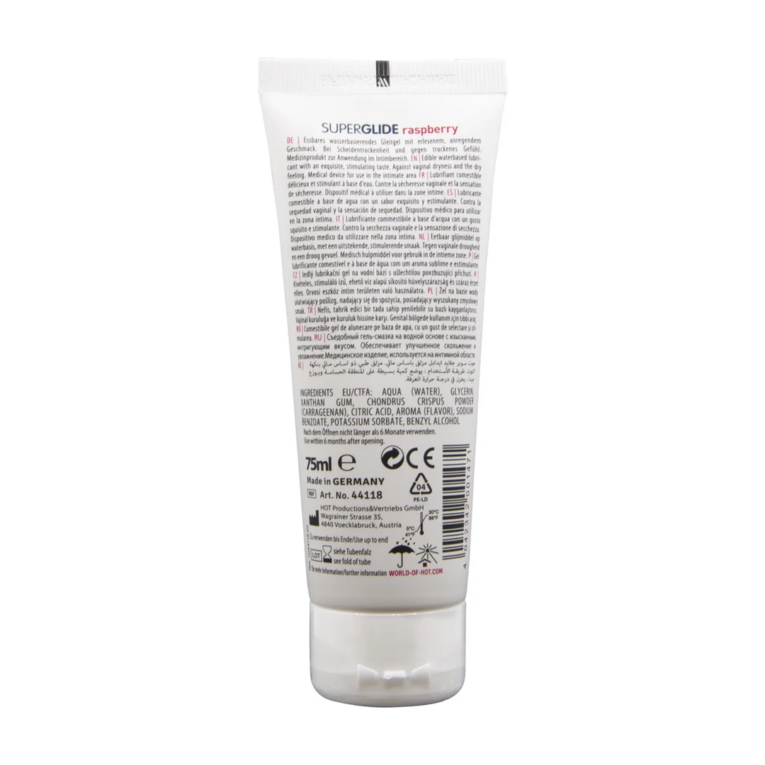 Gel lubrificante commestibile HOT Superglide al gusto di lampone - immagine 1