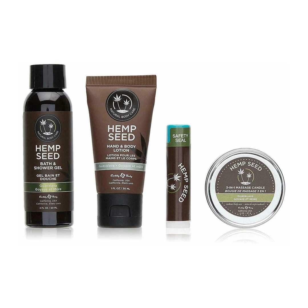 Hemp Seed Mini Mania Travel Set – Set per la cura della pelle da viaggio in formato mini, 4 pezzi, profumo di guava e mora - immagine 2