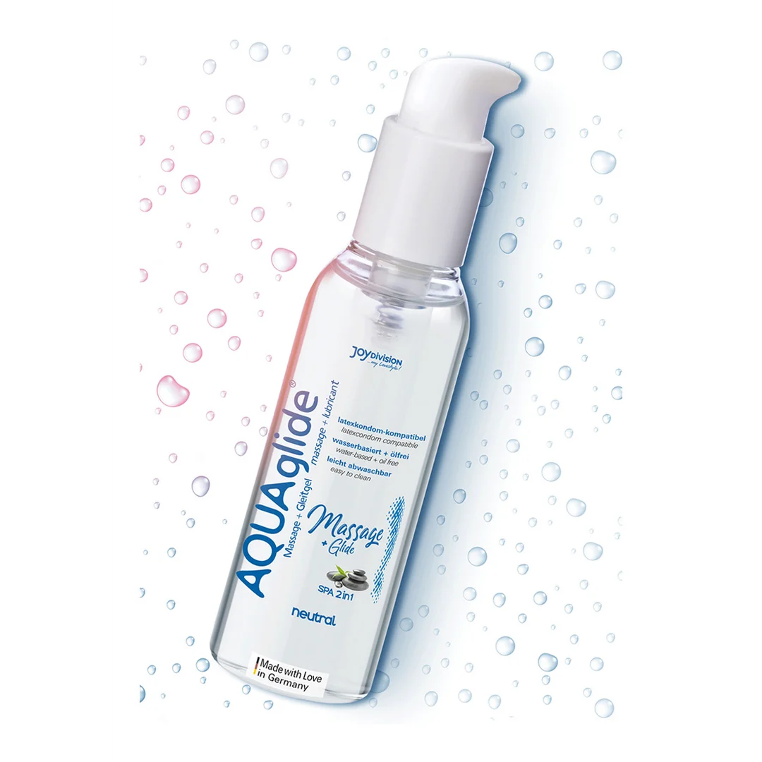Lubrificante a base d’acqua, gel da massaggio e lubrificante 2 in 1 (AQUAglide), senza profumo e senza sapore, 200 ml, Joydivision - immagine 1