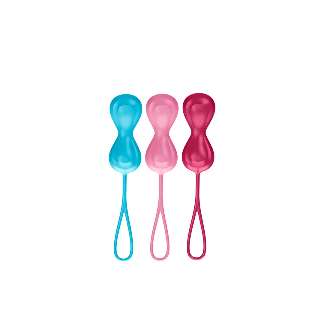 Allenatore del pavimento pelvico con pesi variabili – Power Balls, palline di Kegel, 3 pezzi, turchese, rosso e rosa - immagine 2