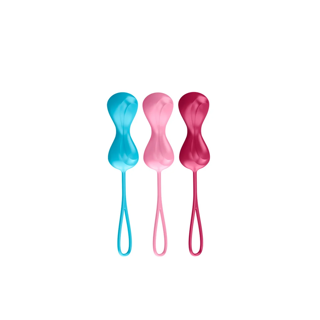 Allenatore del pavimento pelvico con pesi variabili – Power Balls, palline di Kegel, 3 pezzi, turchese, rosso e rosa - immagine 4