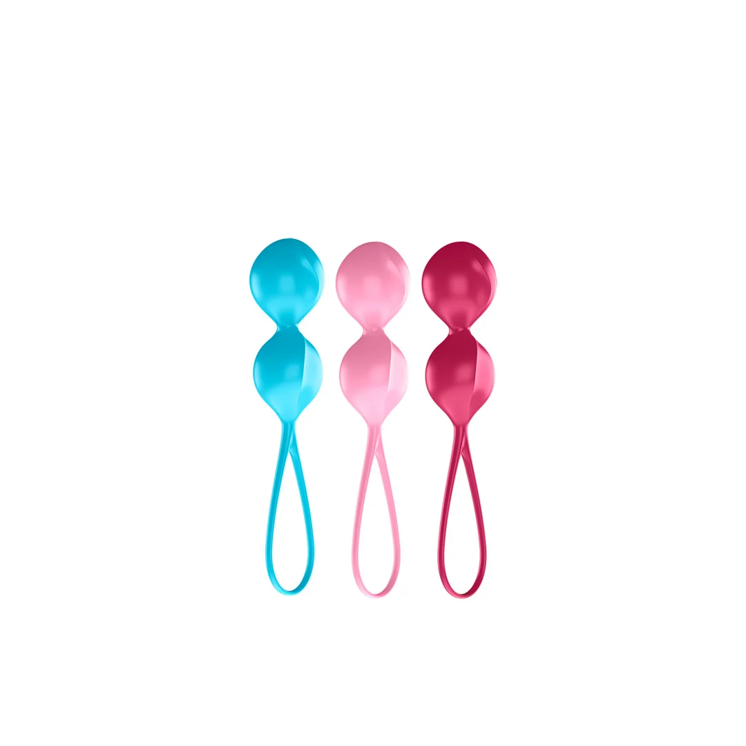Extra per uomini per un semplice allenamento del pavimento pelvico – V Balls · Palline di Kegel · 3 pezzi · Turchese/Rosso/Rosa - immagine 2