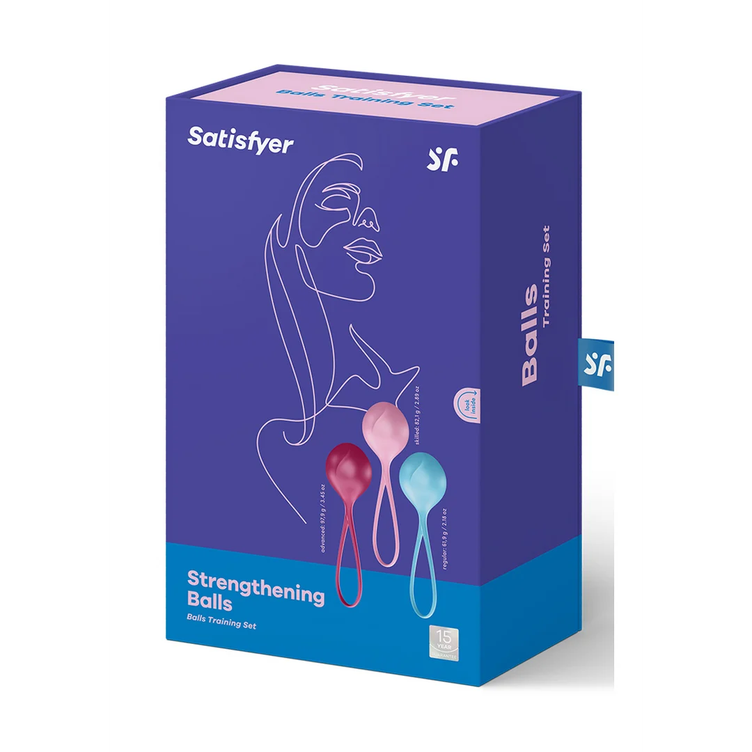 Set per uomo con aumento graduale, palline rinforzanti, Kegel Balls, 3 pezzi, turchese, rosso e rosa - immagine 1