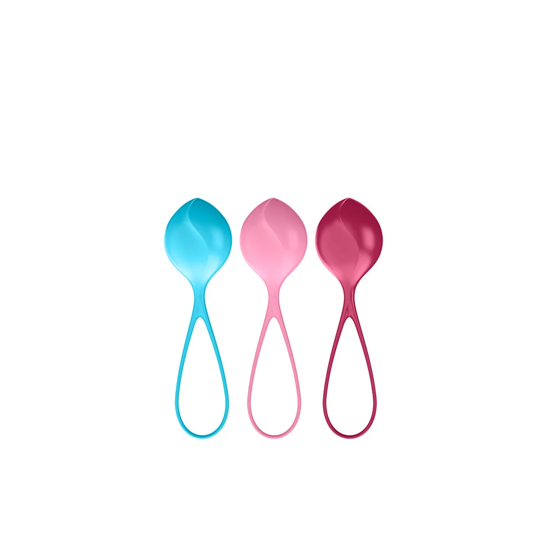 Set per uomo con aumento graduale, palline rinforzanti, Kegel Balls, 3 pezzi, turchese, rosso e rosa - immagine 2