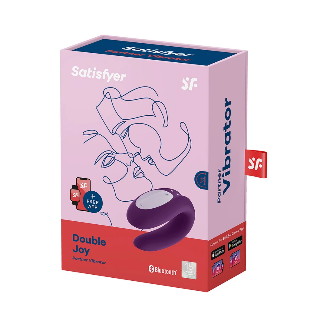 J2008-16-3-2 Vibratore doppio con vestibilità confortevole – Double Joy – Vibratore per coppia – Viola - immagine 1