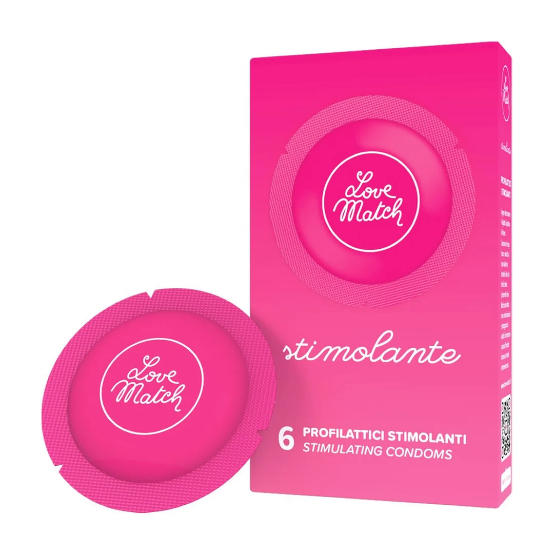 Preservativi con nervature e puntini, 6 pezzi, Love Match Stimolante - immagine 2