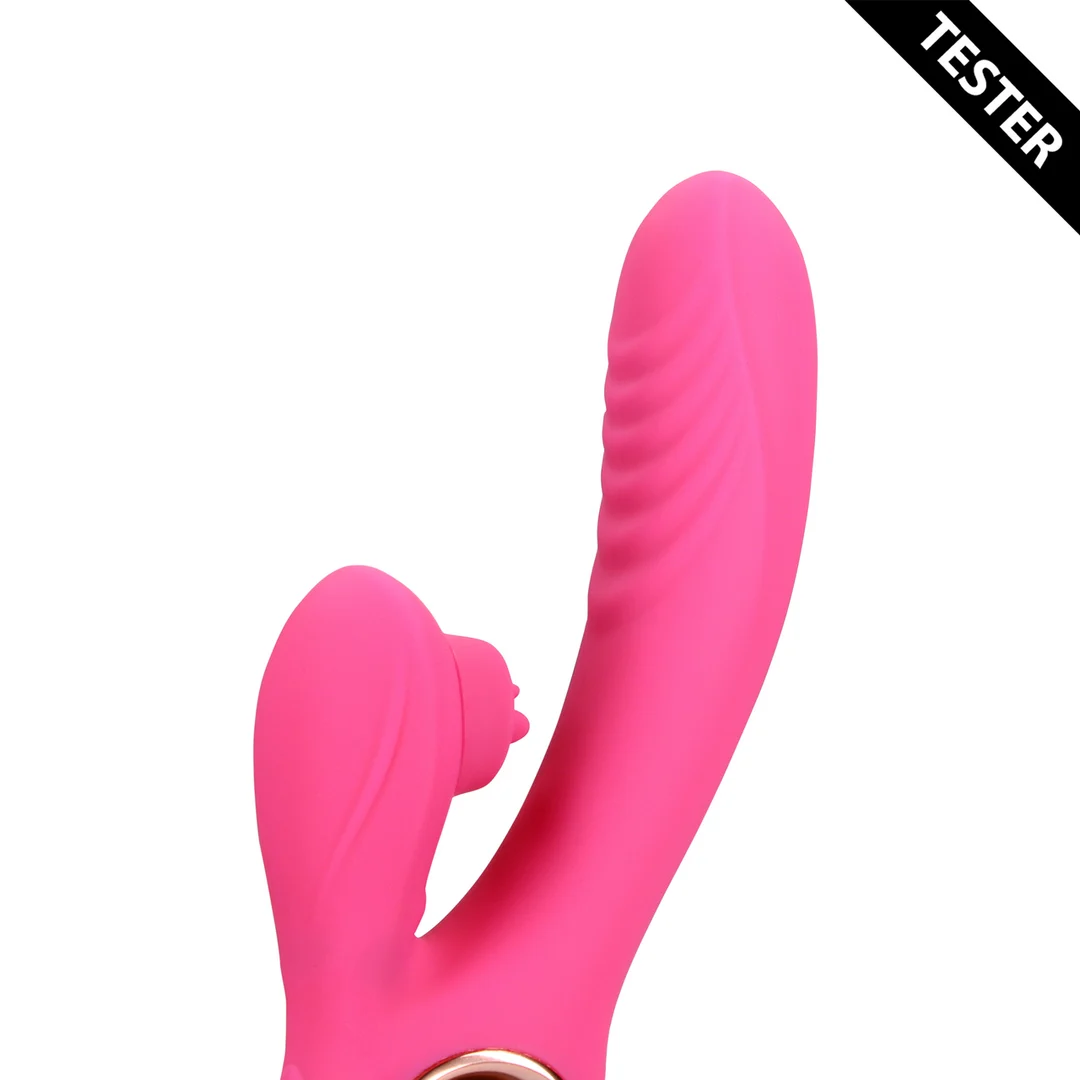 Vibratore rabbit con lingua vibrante e funzione riscaldante – Loveline by Shots Exuberant Pink Loveline by Shots - immagine 4