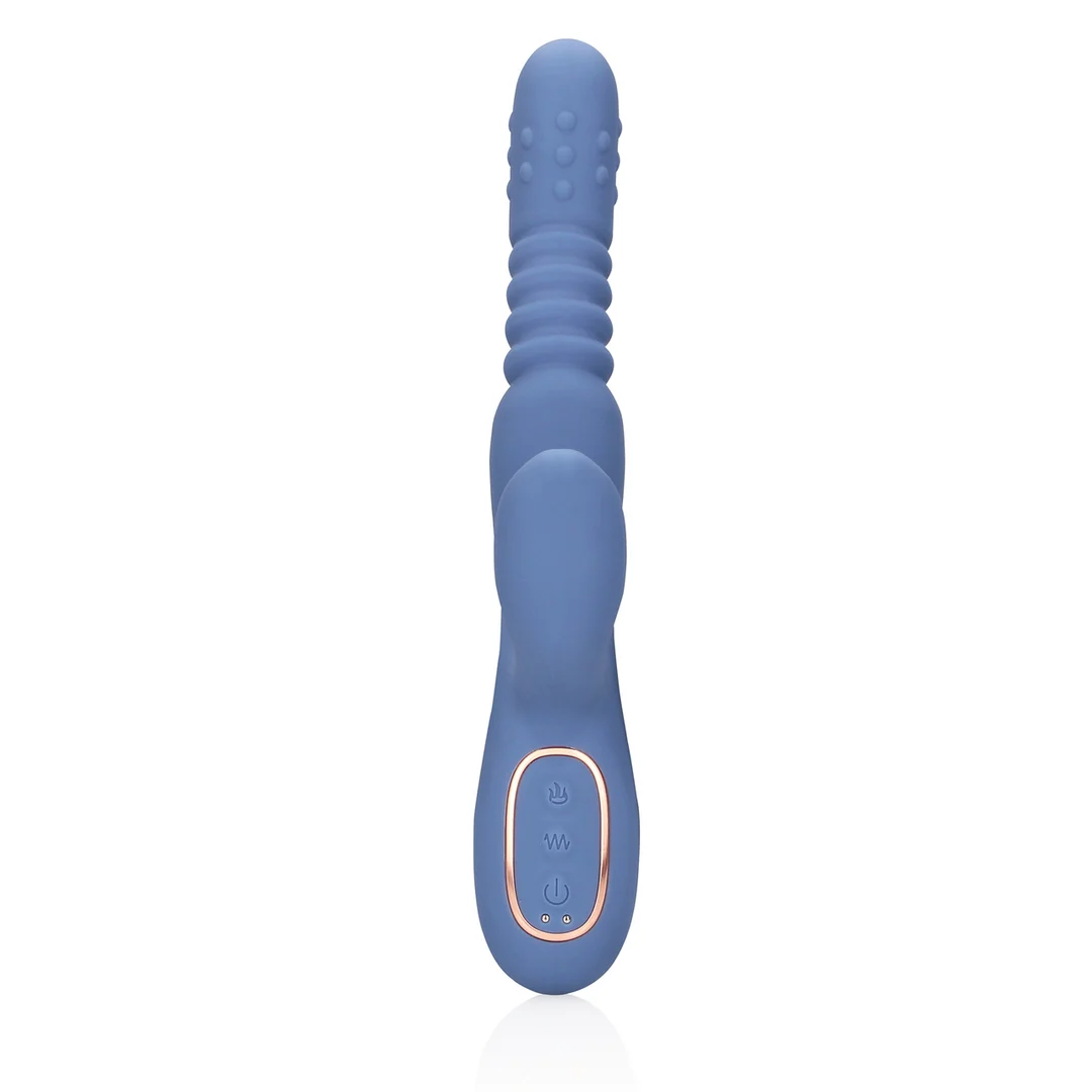 Vibratore rabbit, asta con movimento di spinta e perle rotanti, Loveline by Shots, blu, Loveline by Shots - immagine 9