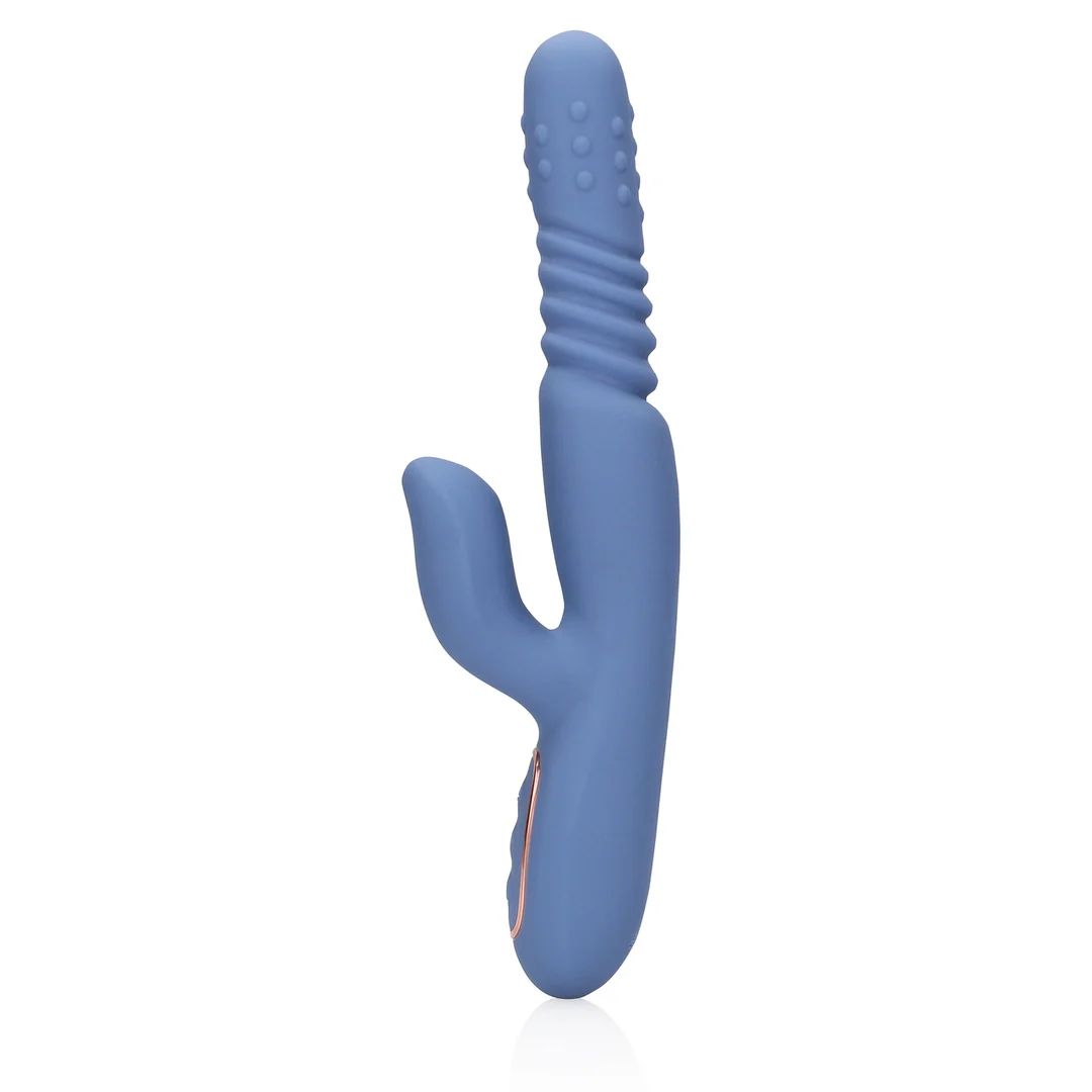 Vibratore rabbit, asta con movimento di spinta e perle rotanti, Loveline by Shots, blu, Loveline by Shots - immagine 10