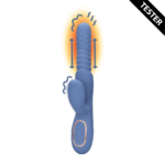 Vibratore rabbit, asta con movimento di spinta e perle rotanti, Loveline by Shots, blu, Loveline by Shots - immagine 5