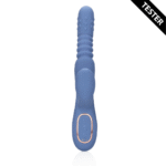 Vibratore rabbit, asta con movimento di spinta e perle rotanti, Loveline by Shots, blu, Loveline by Shots