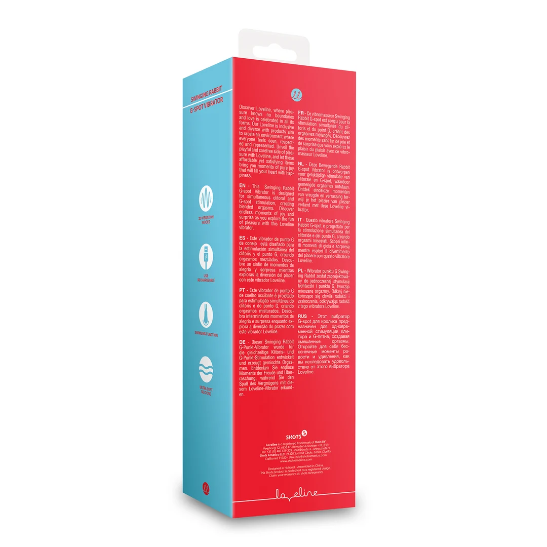 Vibratore rabbit con funzione oscillante – Loveline by Shots Brighto Rosso Loveline by Shots - immagine 8