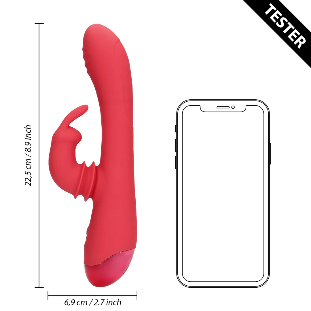Vibratore rabbit con funzione oscillante – Loveline by Shots Brighto Rosso Loveline by Shots - immagine 5